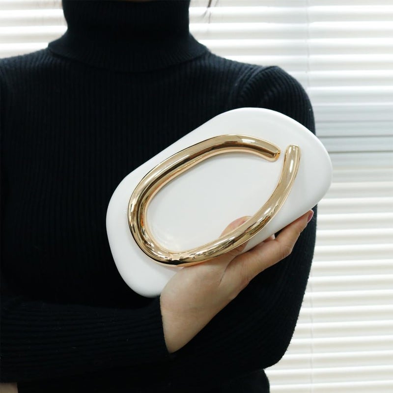 CUXVA Acrylic Clutch Purse for Women Classic Round Acrylic Evening Handbag Vintage Metal Handlebars Bag for Wedding Party Prom - Image 3